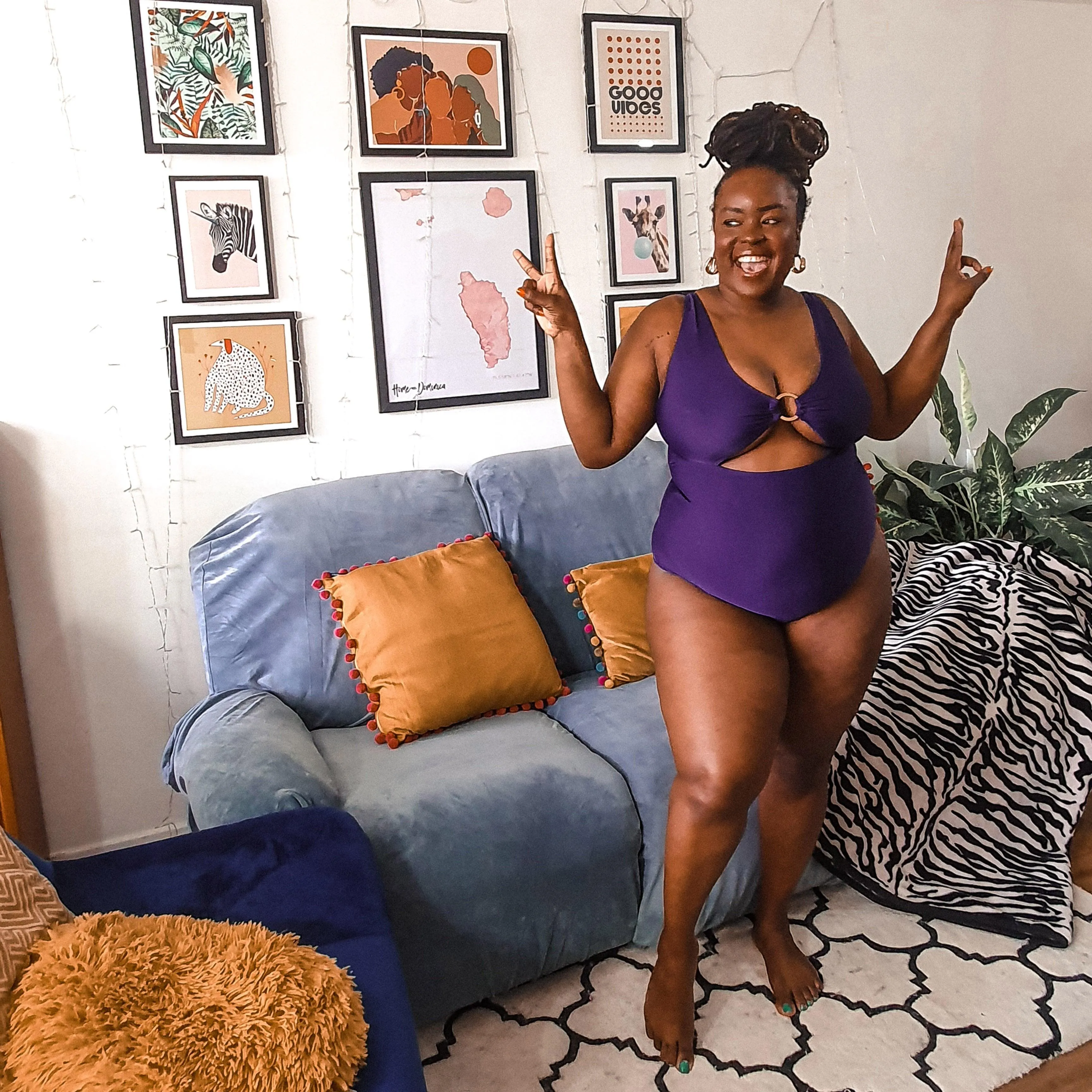 Wax on, Wax off Swimsuit - Purple sold by Snag Tights
