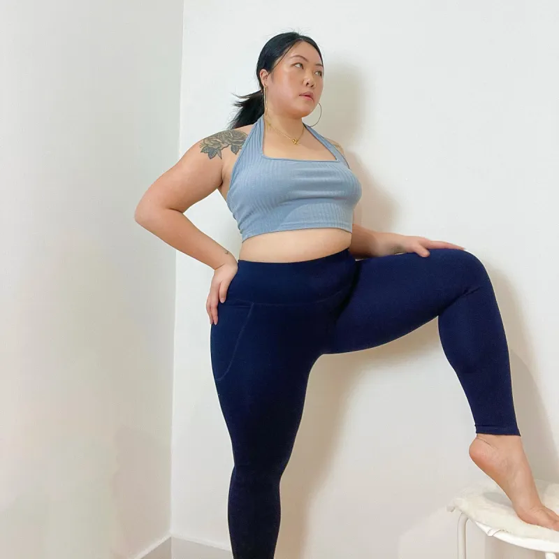 Squat Proof Long Leggings - Navy sold by Snag Tights