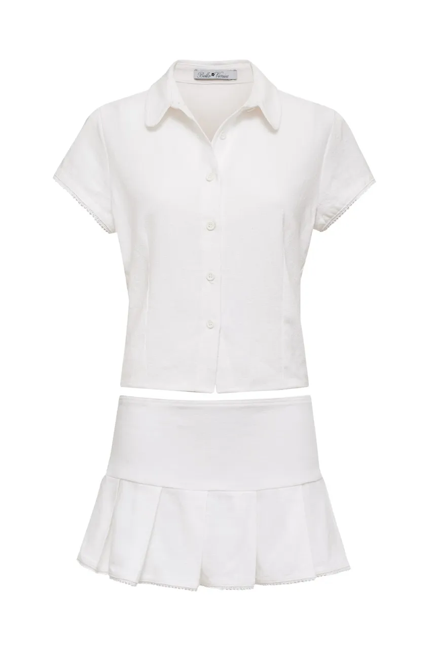 THE GRACE PLEATED MINI SKIRT IN IVORY sold by Bella Venice product image thumbnail 3