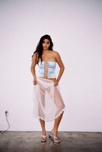 The Jolie Corset in Baby Blue sold by Bella Venice