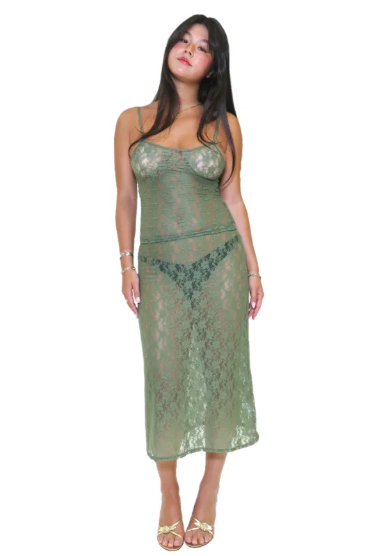 the lucy slip skirt in olive sold by Bella Venice