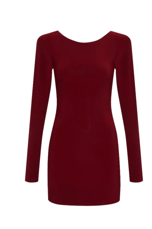 THE CHARLESTON MINI DRESS IN BURGUNDY sold by Bella Venice