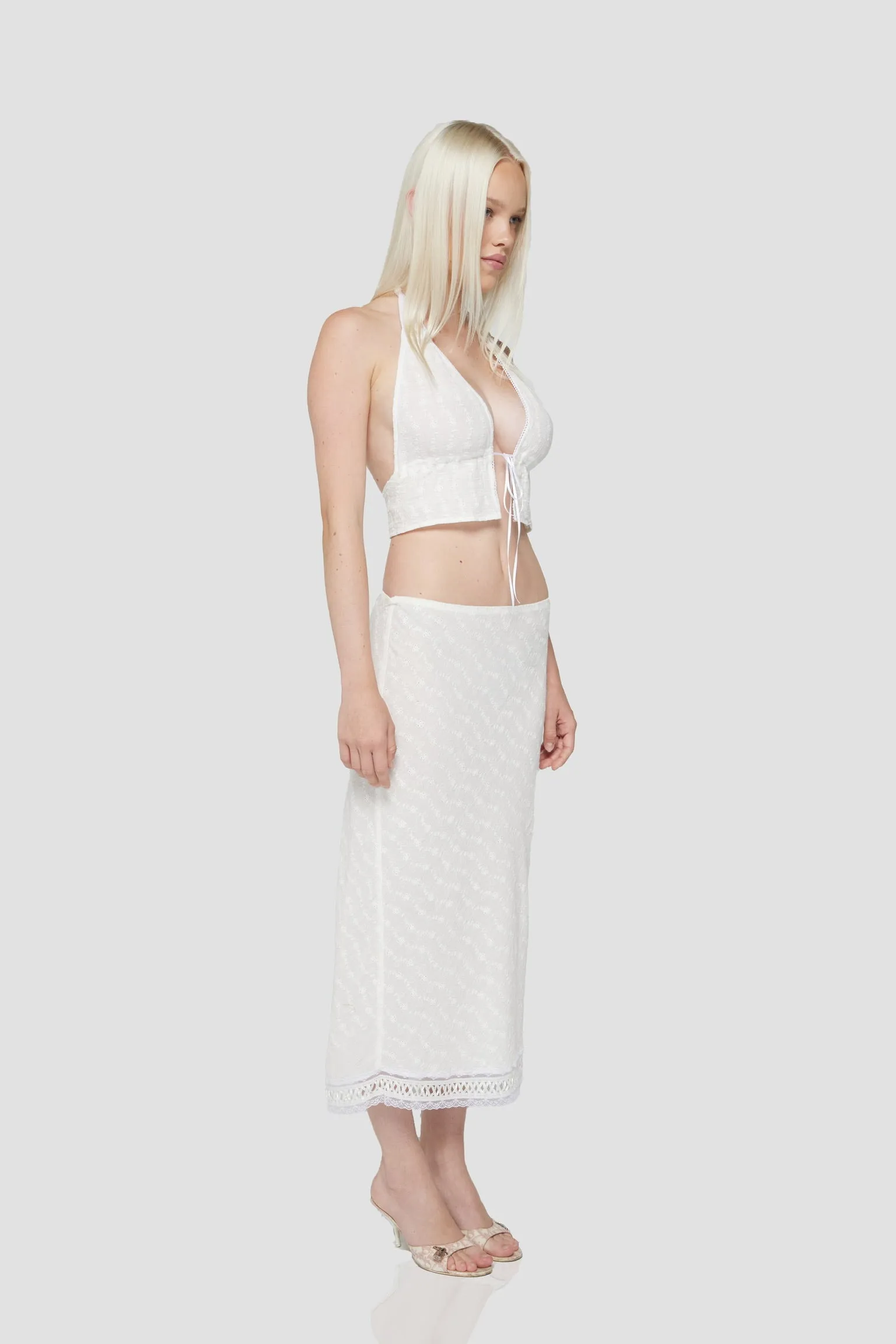 THE ROXY SKIRT IN EYELET IVORY sold by Bella Venice product image thumbnail 3