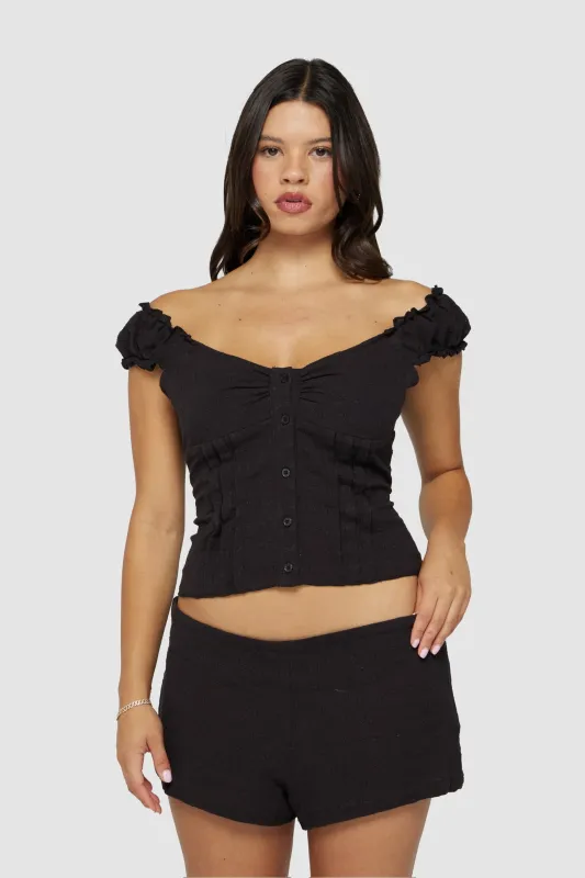 THE STEPHANIE TOP IN BLACK sold by Bella Venice