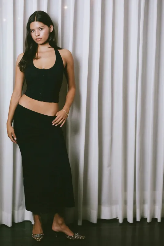 THE JESSIE SLIP SKIRT IN BLACK sold by Bella Venice