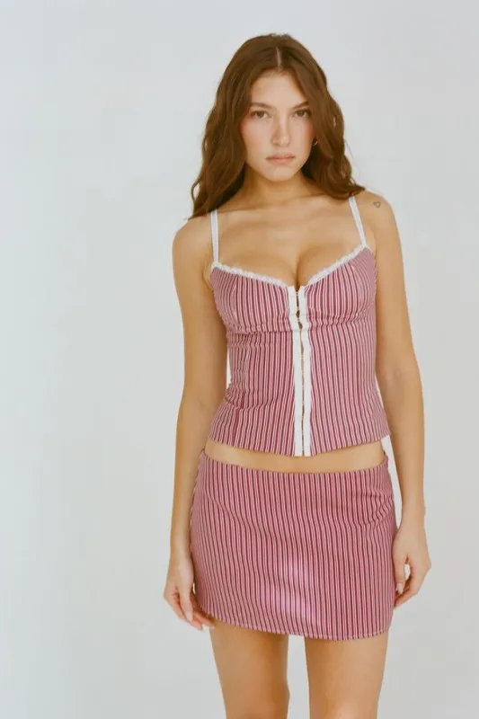 THE CAROLINE CORSET IN PINK STRIPE sold by Bella Venice