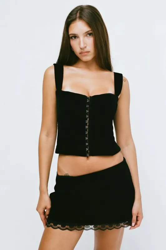 THE LUCILLE SKIRT IN BLACK VELVET sold by Bella Venice