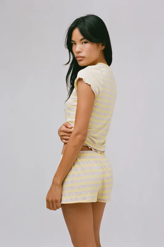 THE OATMEAL STRIPE SHORT sold by Bella Venice