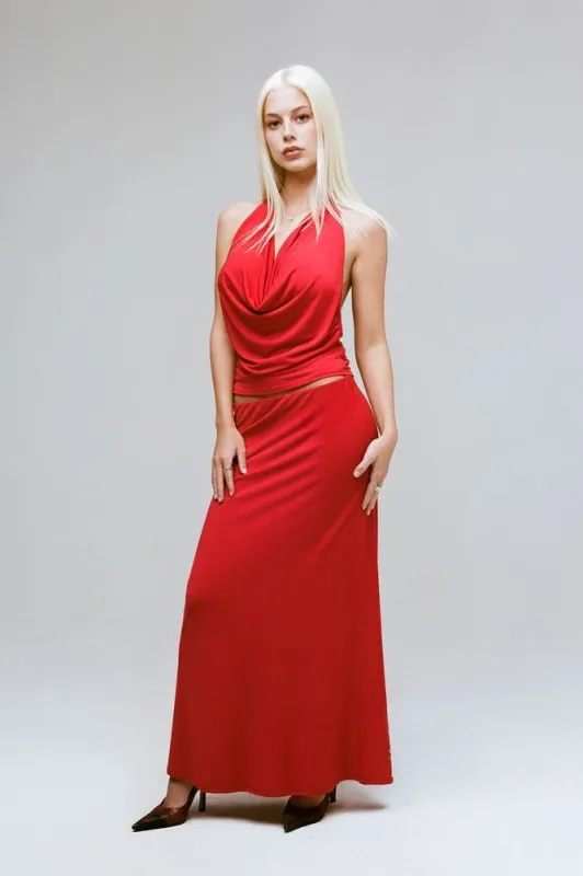 JESSIE SLIP SKIRT IN RED sold by Bella Venice