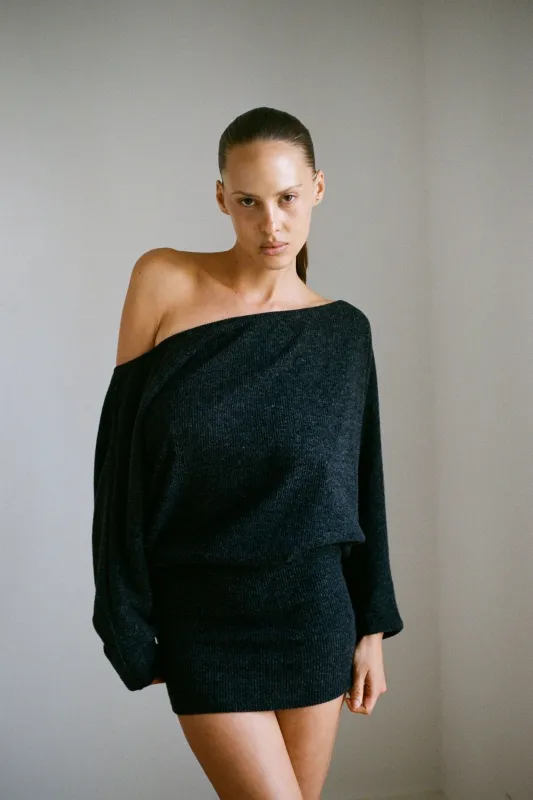 THE IZZY SWEATER DRESS IN BLACK sold by Bella Venice