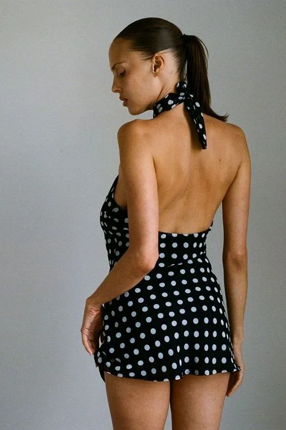 THE PIPER DRESS IN BLACK AND WHITE DOT sold by Bella Venice product image thumbnail 3
