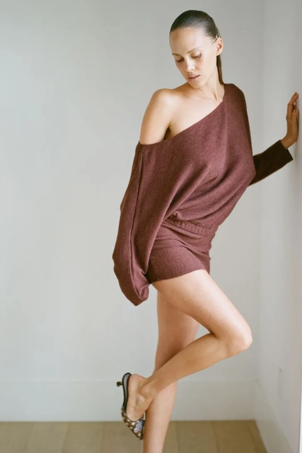 THE IZZY SWEATER DRESS IN BROWN sold by Bella Venice