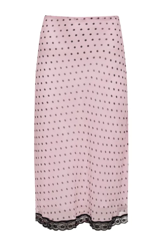 Roxy Skirt in Pink Polka Dot sold by Bella Venice