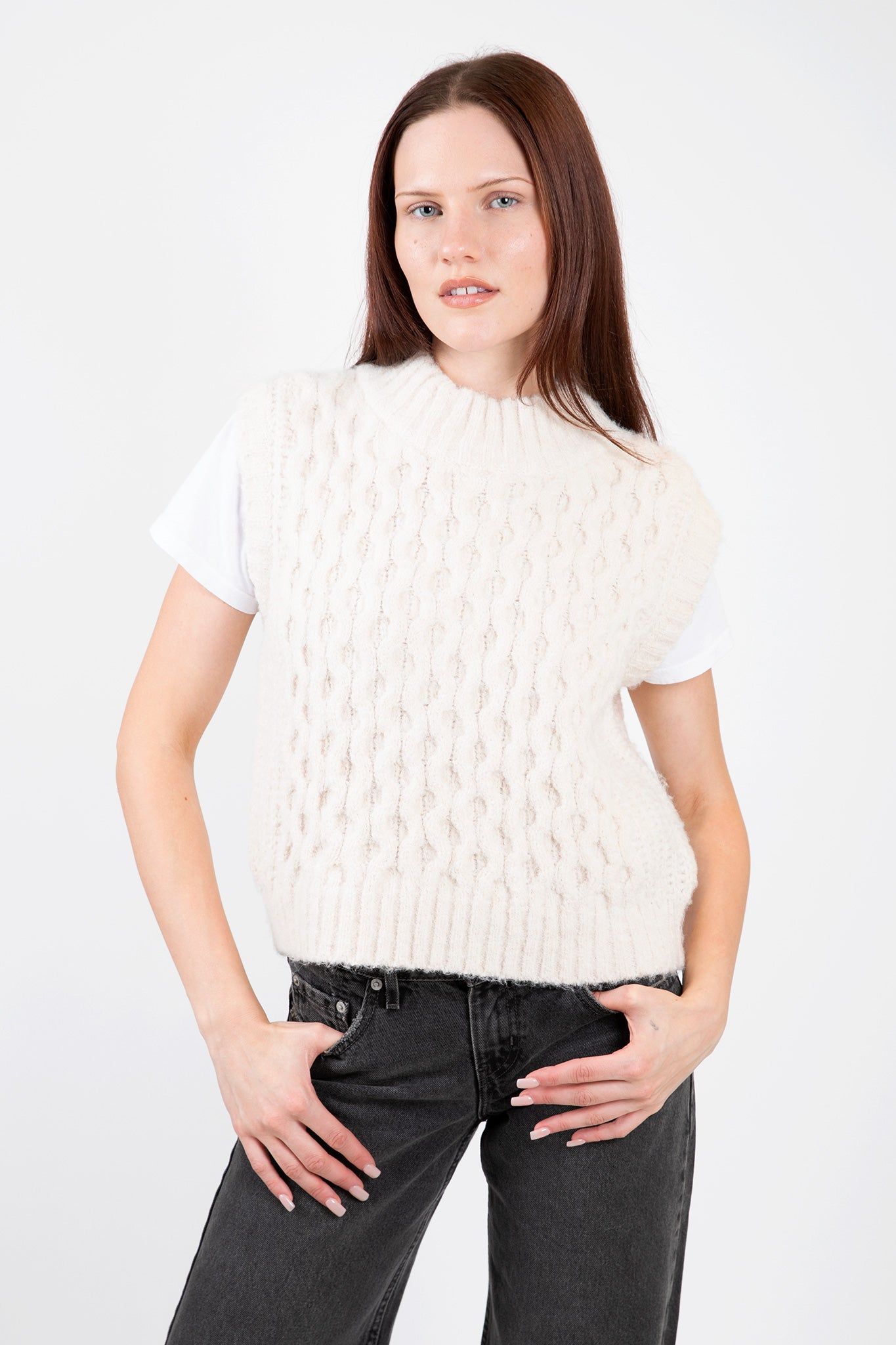 Lina Textured Vest sold by Hills Dry Goods