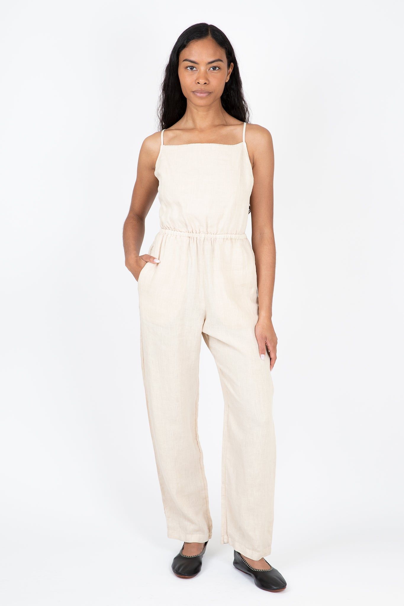 Linen Tie Back Jumpsuit sold by Hills Dry Goods