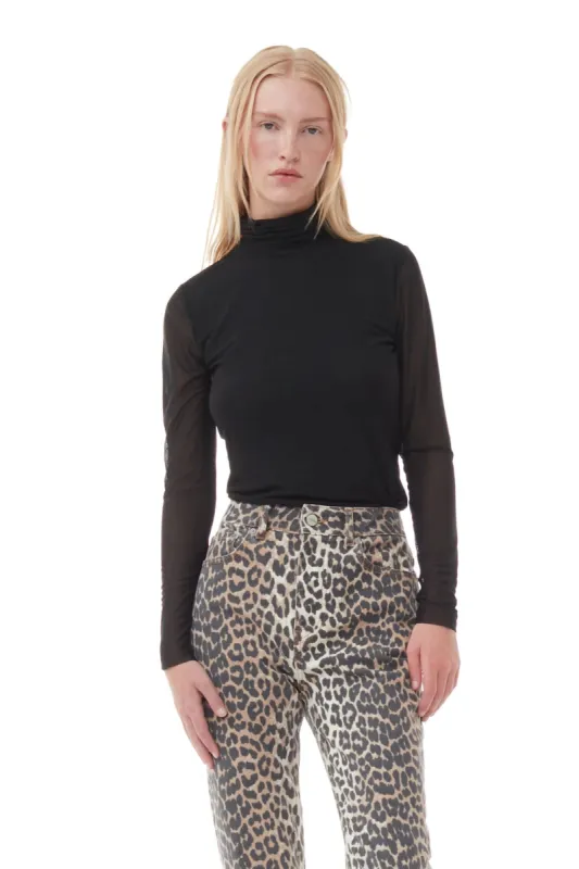 Mesh Long Sleeve Roll Neck Blouse sold by Hills Dry Goods