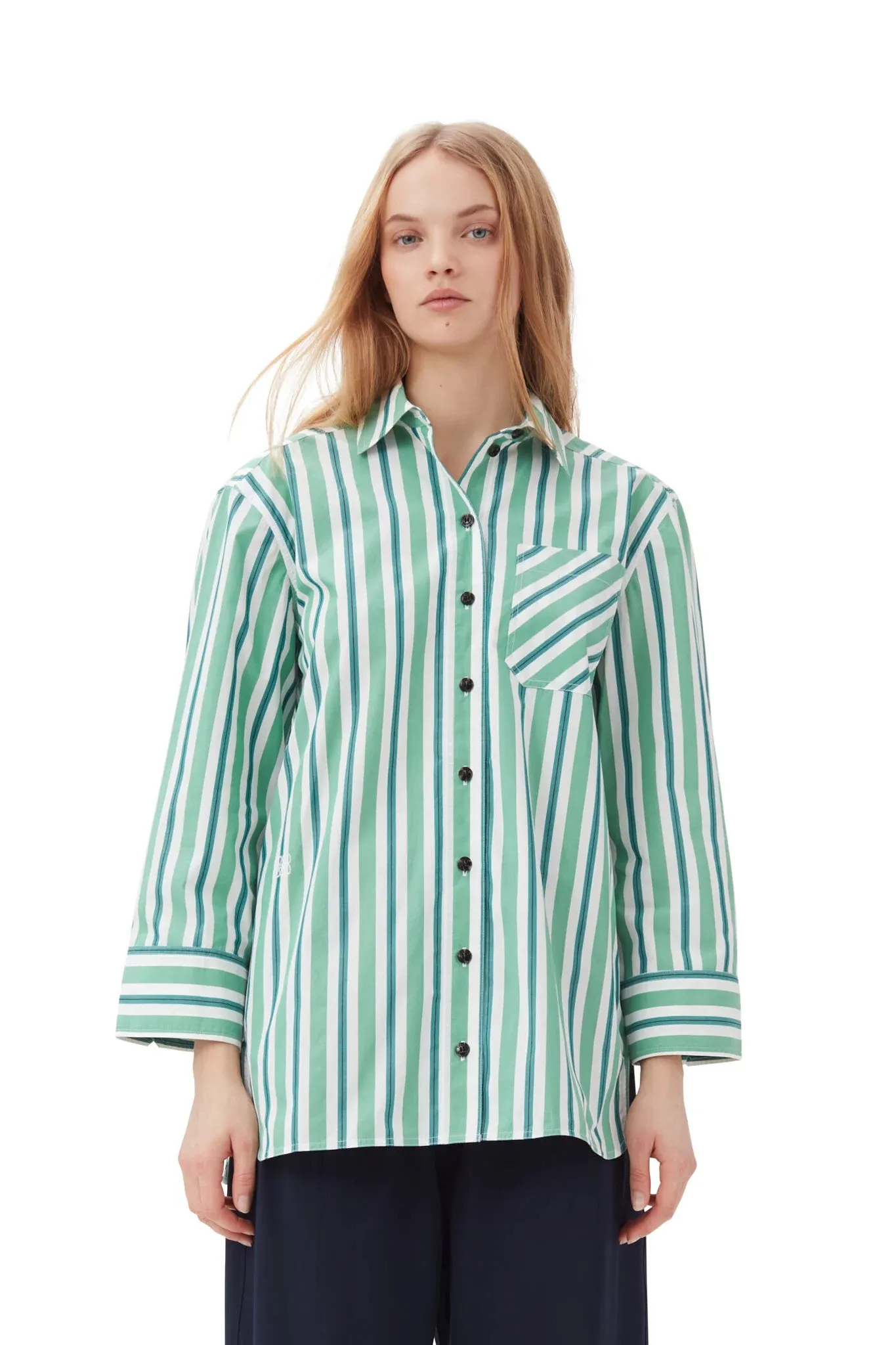 Green Striped Cotton Oversized Shirt sold by Hills Dry Goods