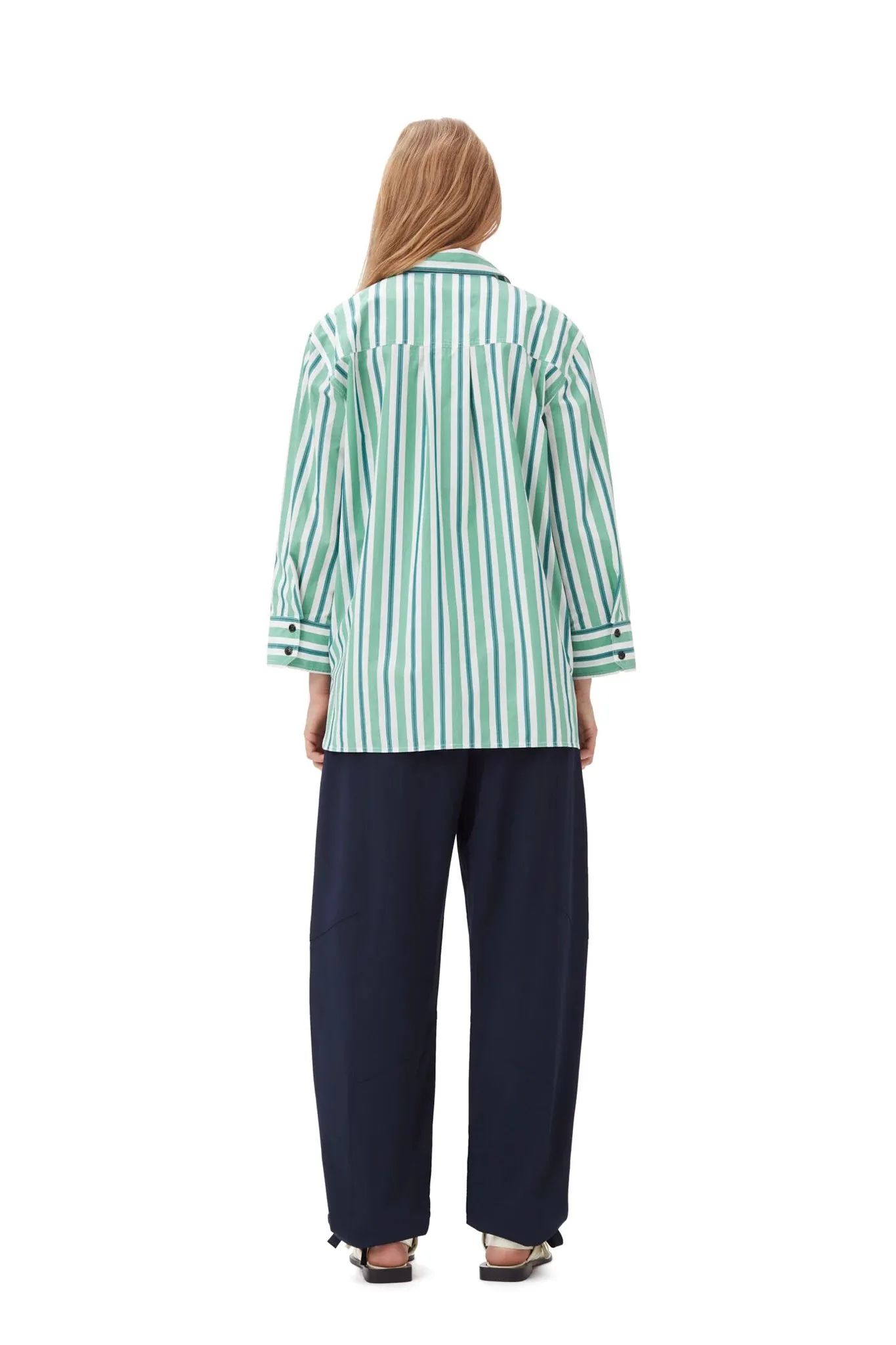 Green Striped Cotton Oversized Shirt sold by Hills Dry Goods product image thumbnail 4