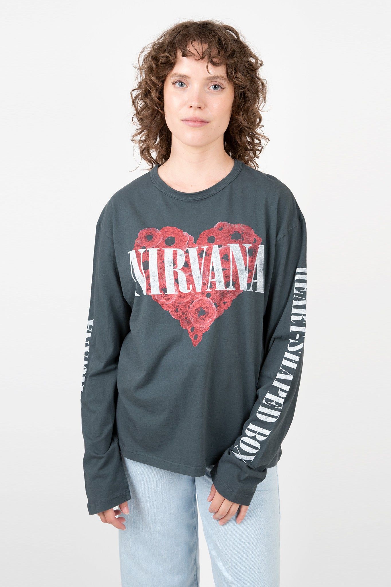Nirvana Flower Heart Crew Long Sleeve Tee sold by Hills Dry Goods