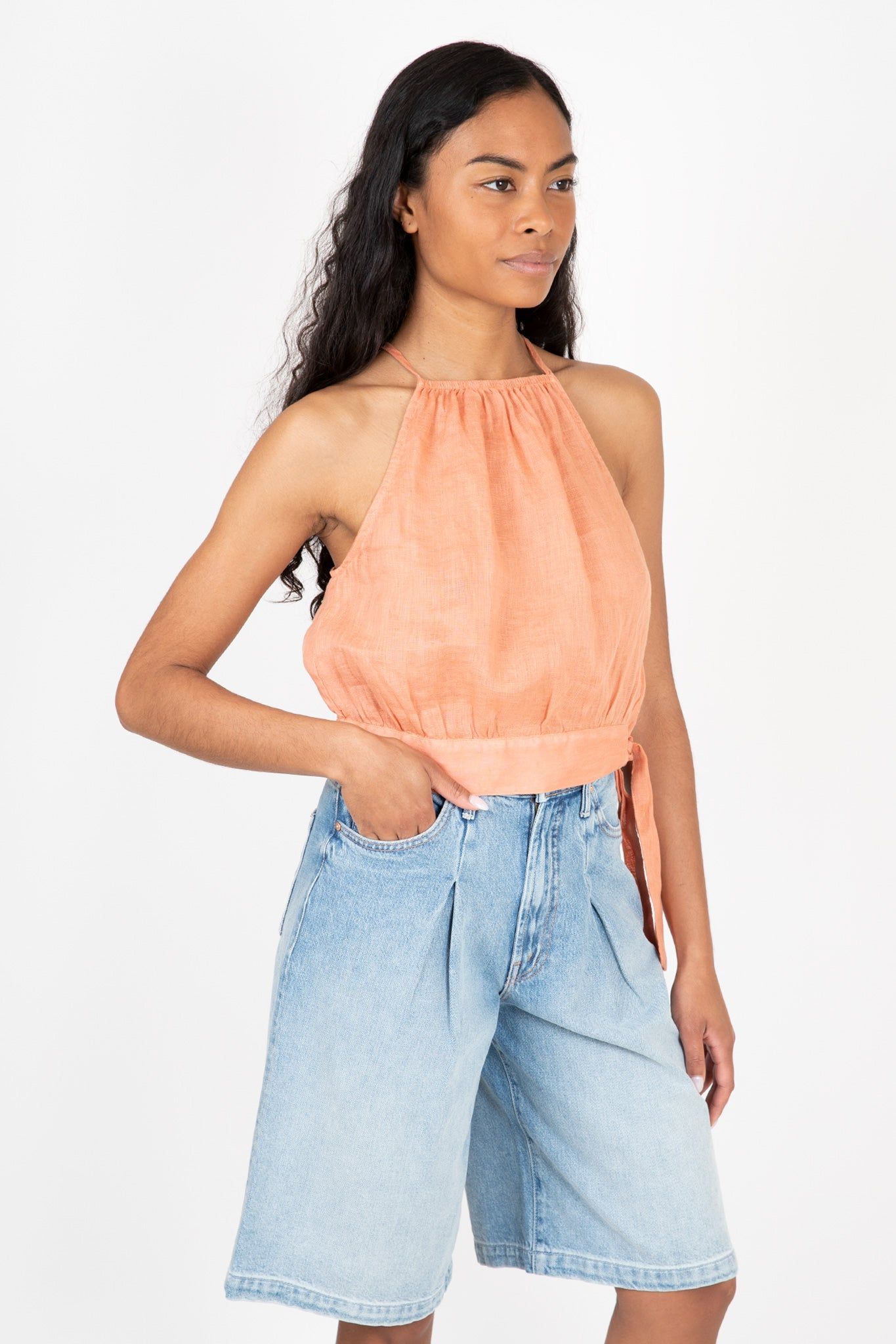 Side Tie Button Halter Top sold by Hills Dry Goods product image thumbnail 3