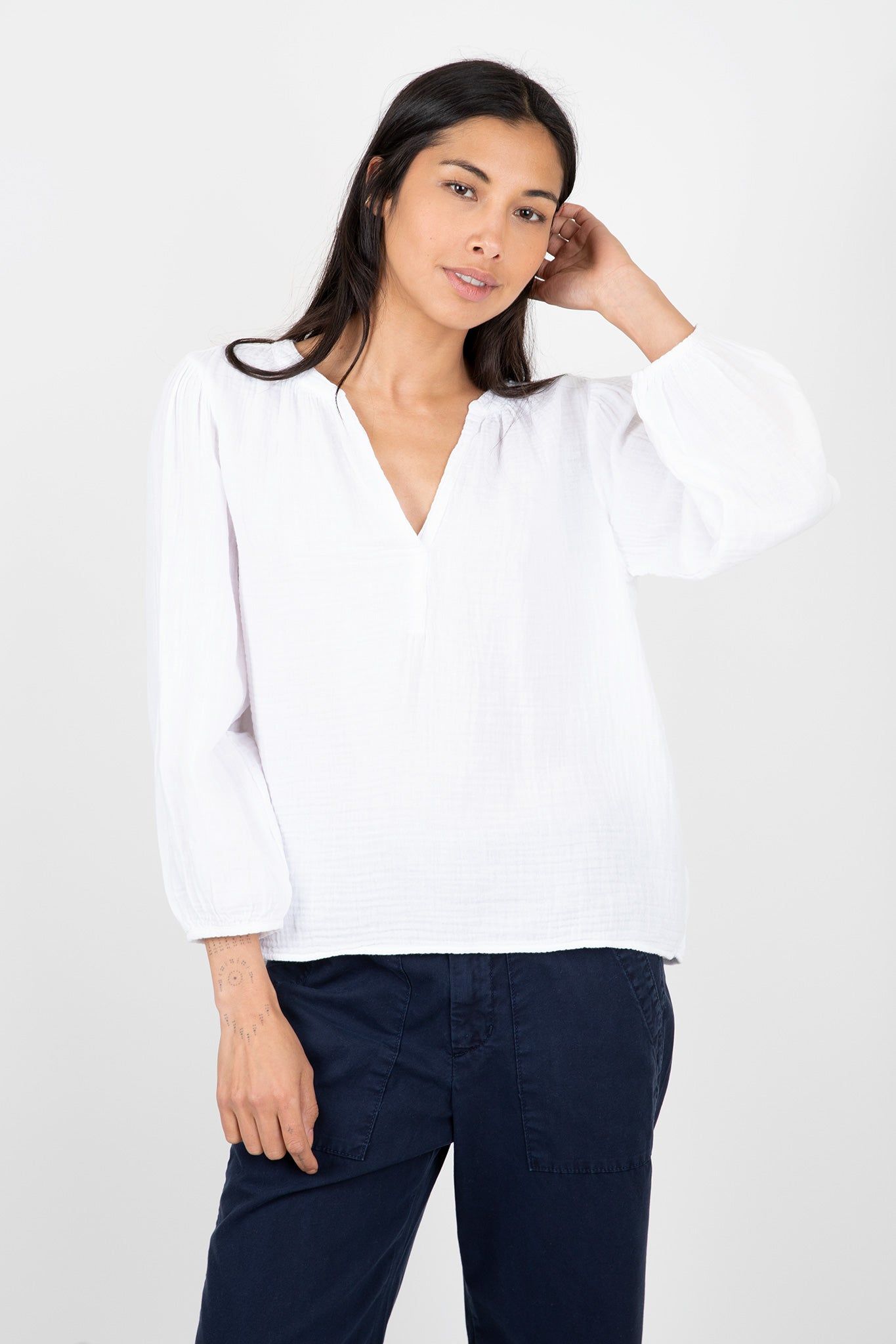 Maggie Cotton Gauze V-Neck Top sold by Hills Dry Goods product image thumbnail 2