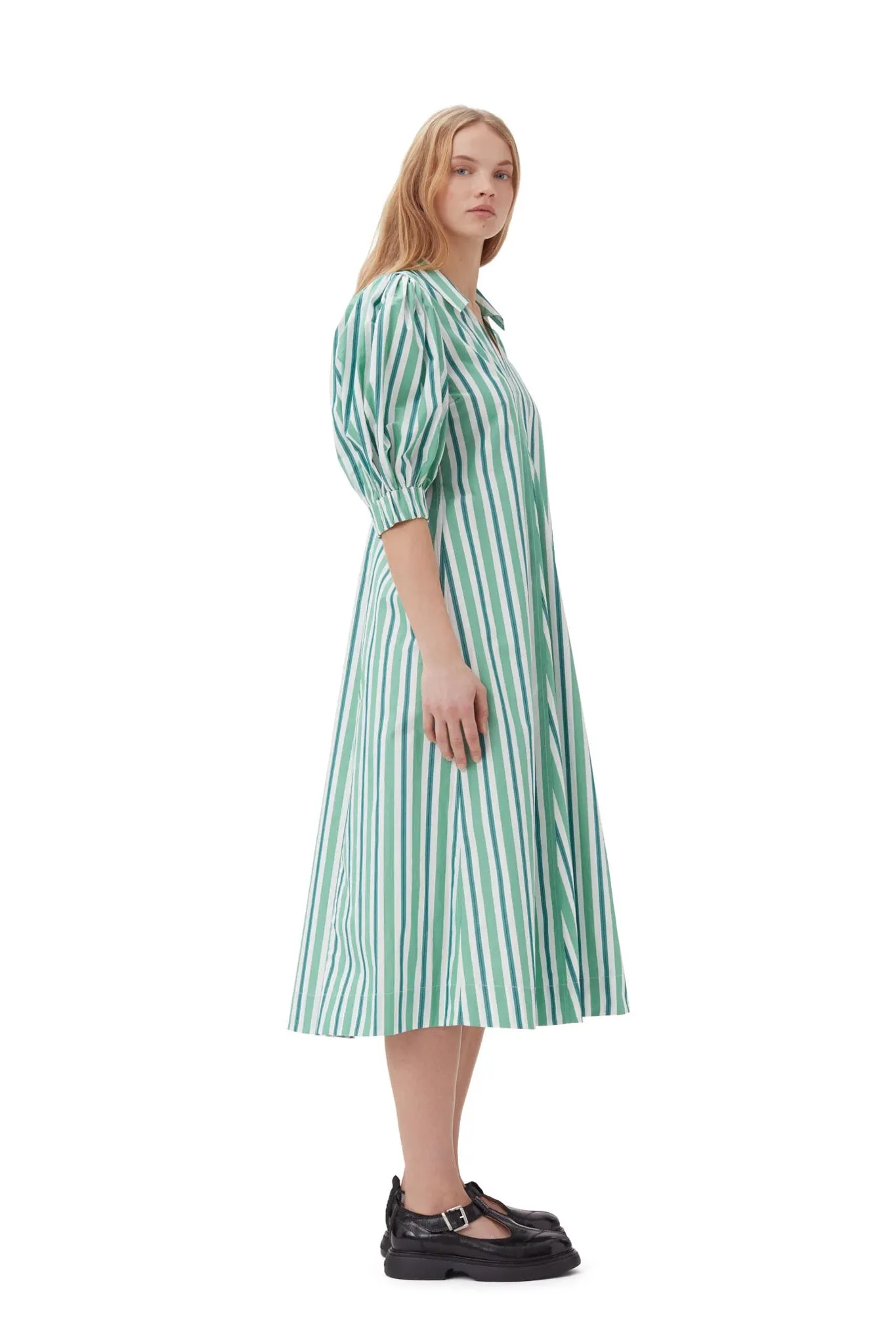 Green Striped Collar Long Dress sold by Hills Dry Goods product image thumbnail 3