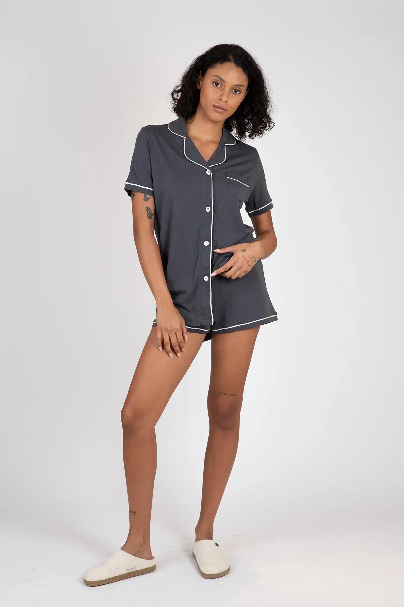 Bella Short Sleeve Top & Boxer Pajama Set sold by Hills Dry Goods