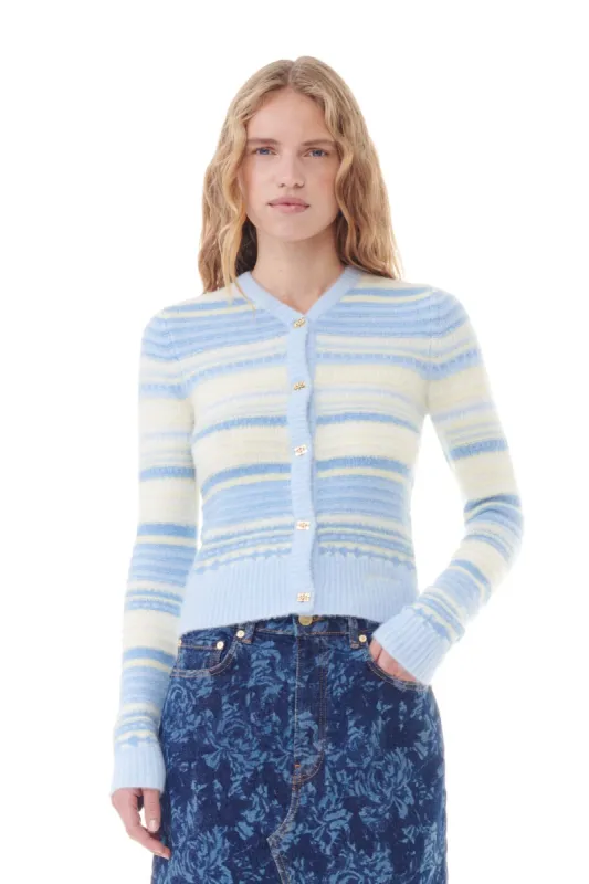 Blue Striped Soft Wool Cardigan sold by Hills Dry Goods