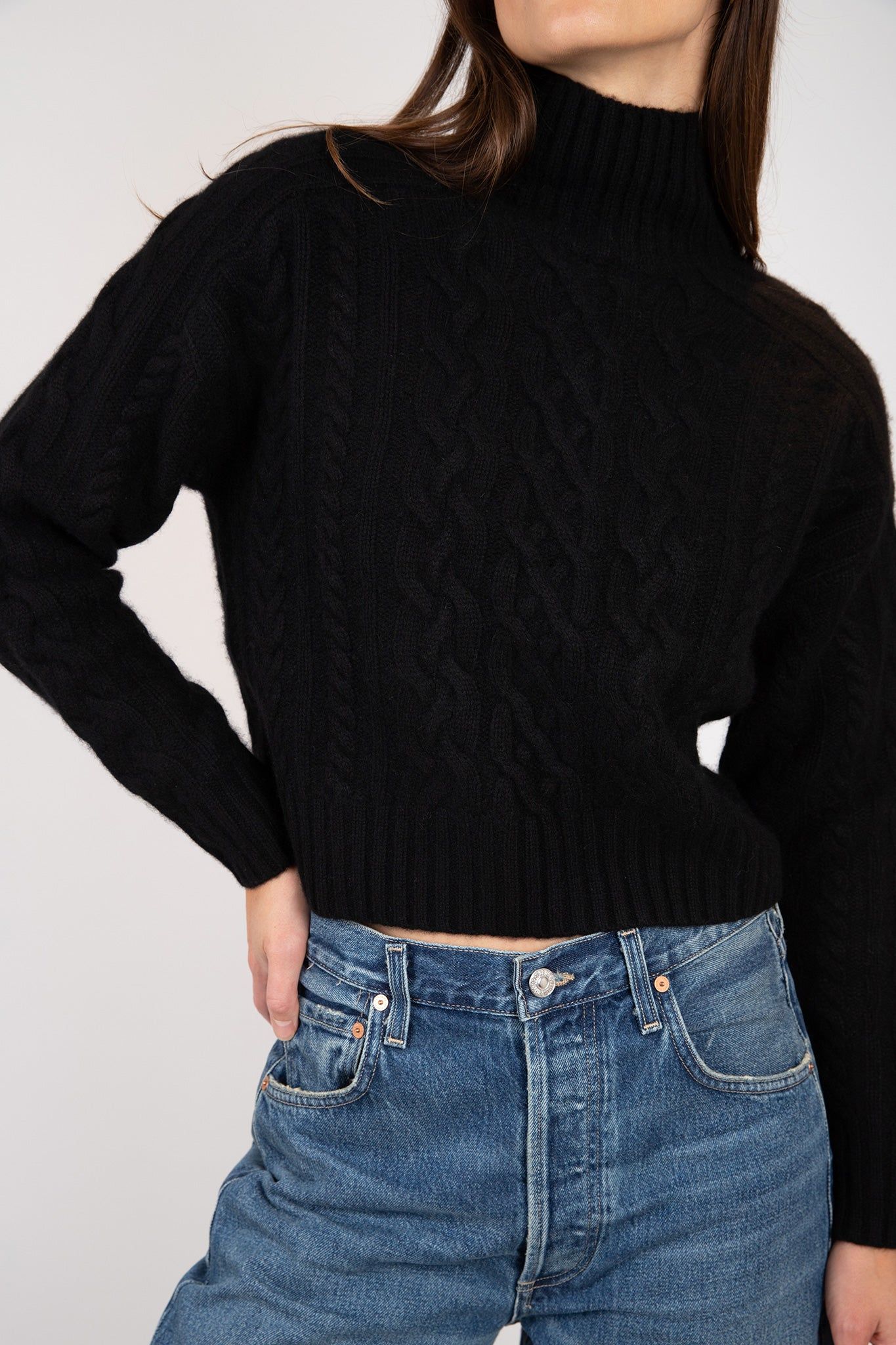 Cropped Cable Mockneck sold by Hills Dry Goods product image thumbnail 3
