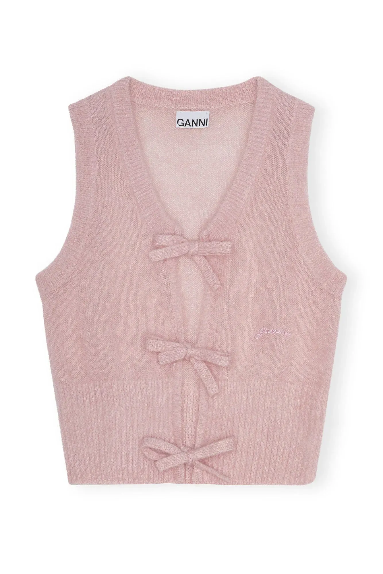 Pink Mohair Tie String Vest sold by Hills Dry Goods product image thumbnail 5
