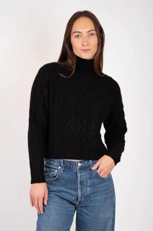 Cropped Cable Mockneck made by Autumn Cashmere