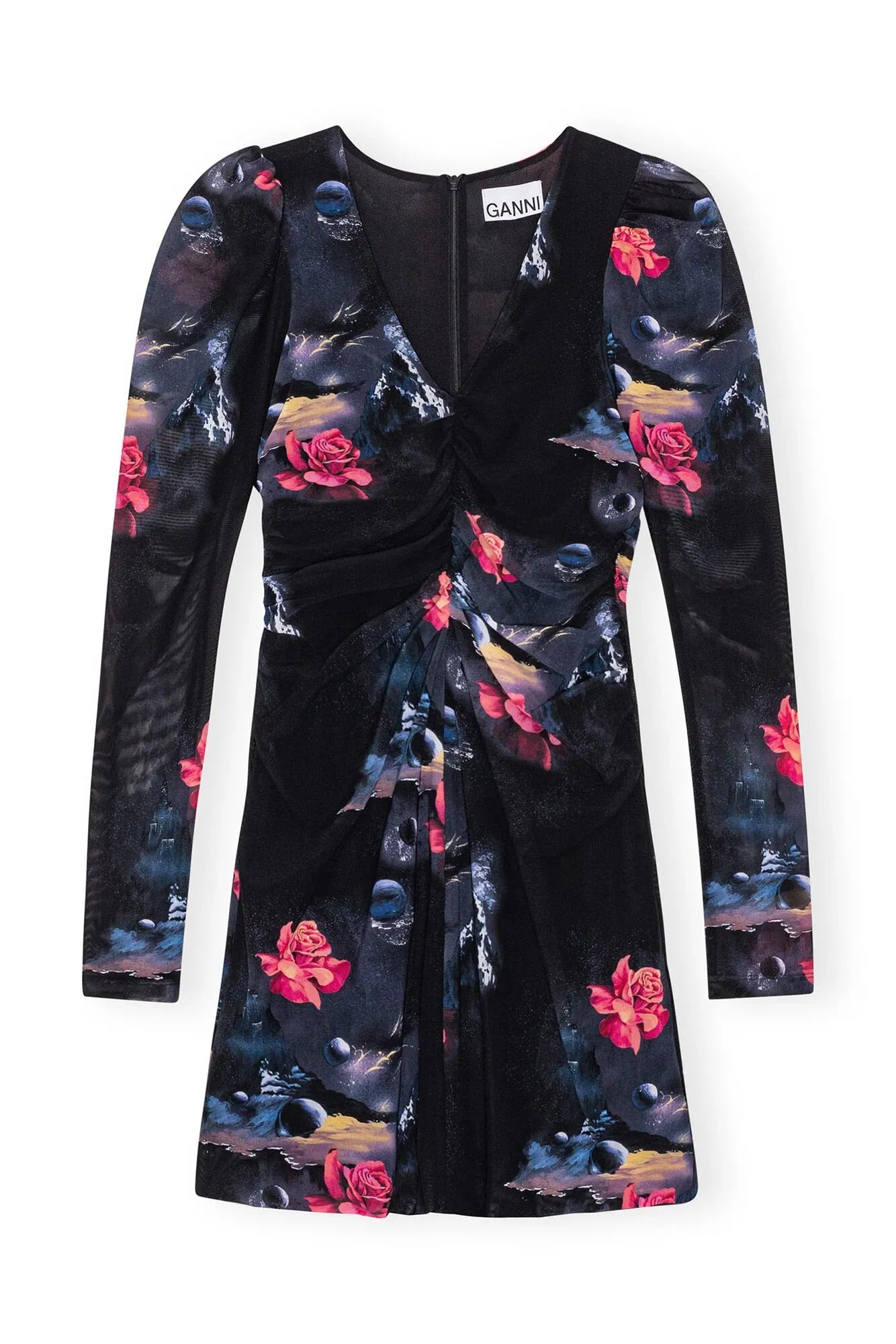 Printed Mesh Gathered Mini Dress sold by Hills Dry Goods product image thumbnail 5