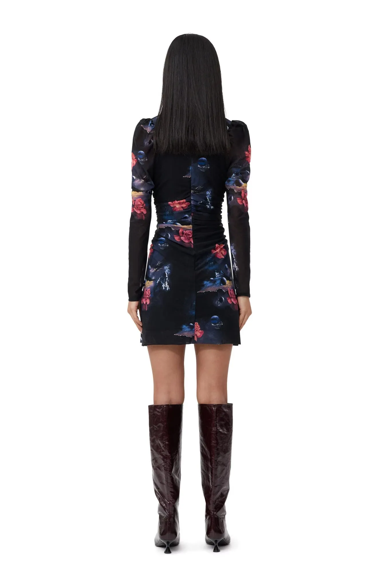 Printed Mesh Gathered Mini Dress sold by Hills Dry Goods product image thumbnail 2