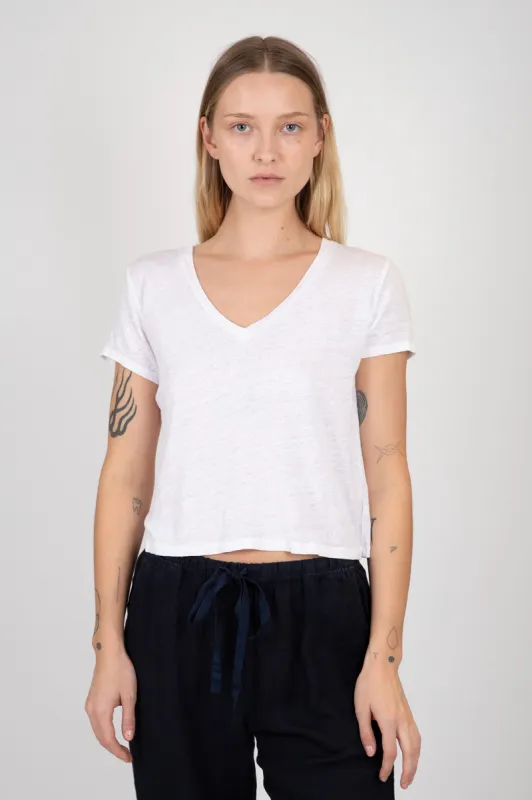 Amber Linen Short Sleeve V-Neck Tee sold by Hills Dry Goods