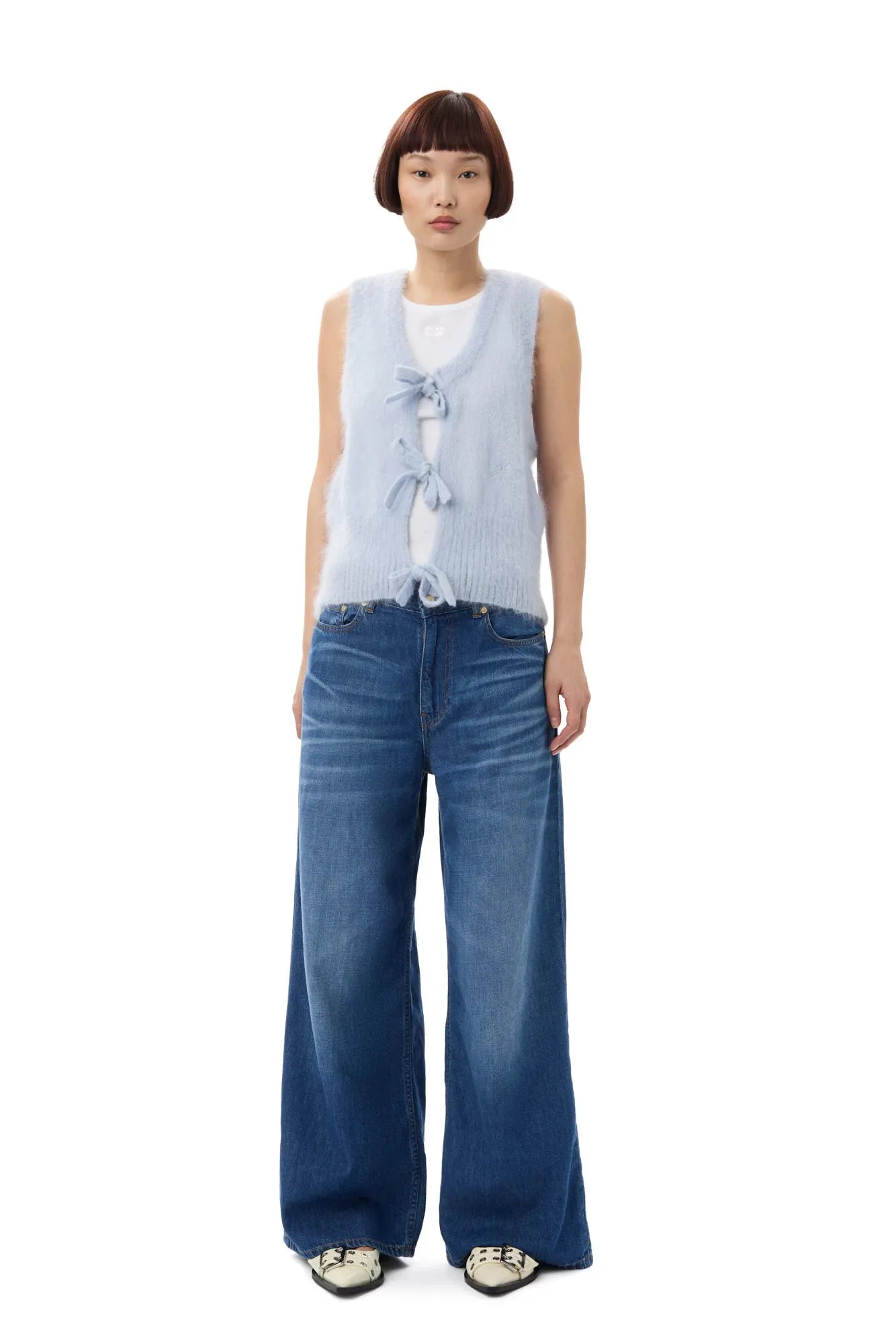 Blue Mohair Tie String Vest sold by Hills Dry Goods product image thumbnail 2