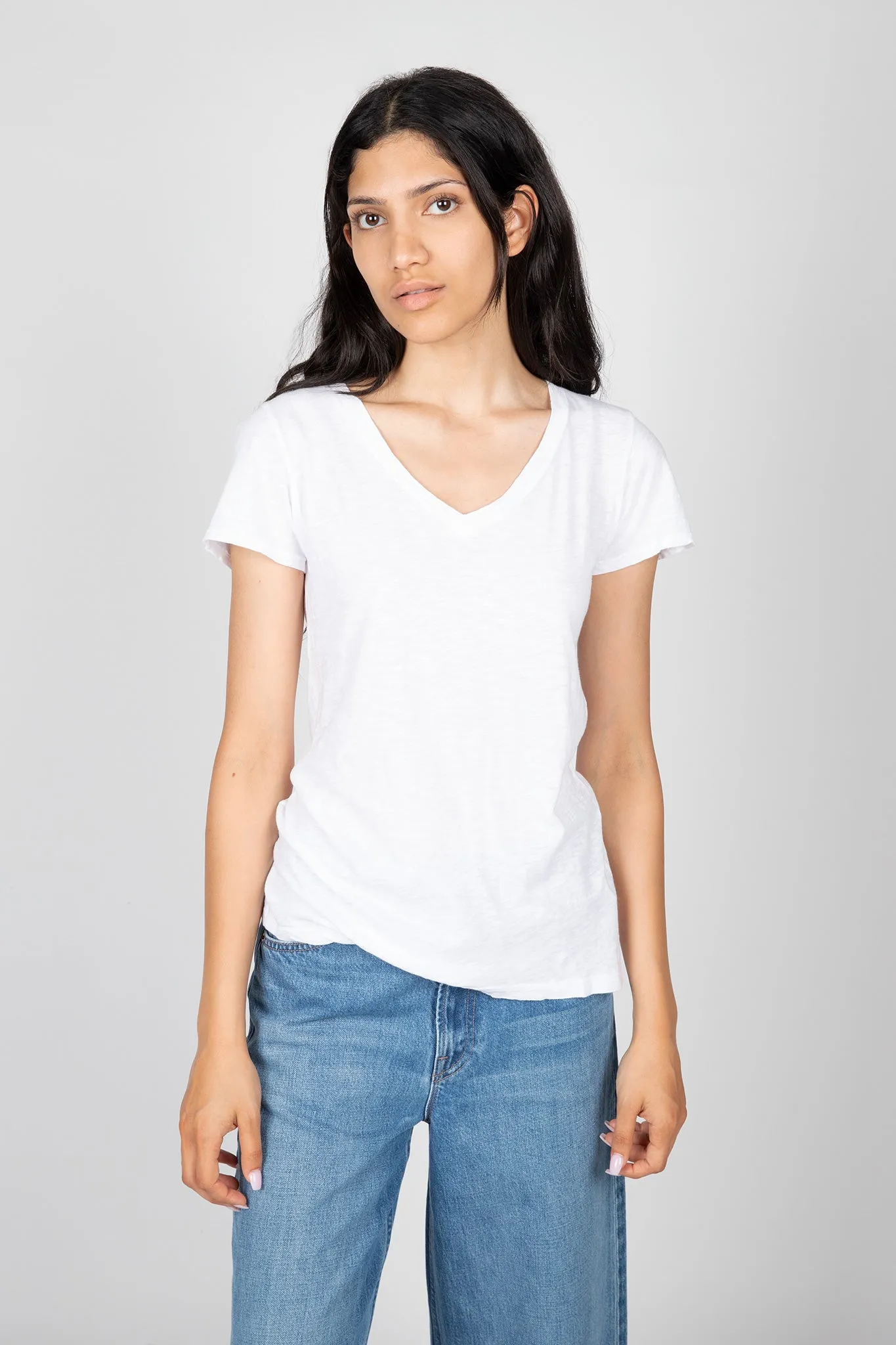 Lilith Cotton Slub V-Neck Tee sold by Hills Dry Goods