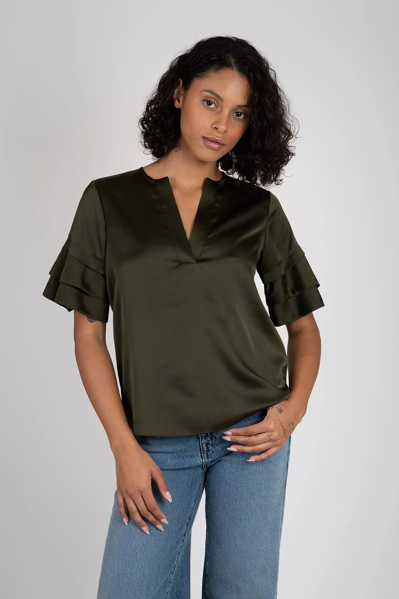 Tiered Ruffle Short Sleeve Blouse sold by Hills Dry Goods