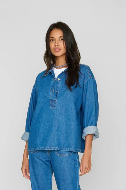 Wildes Denim Top sold by Hills Dry Goods