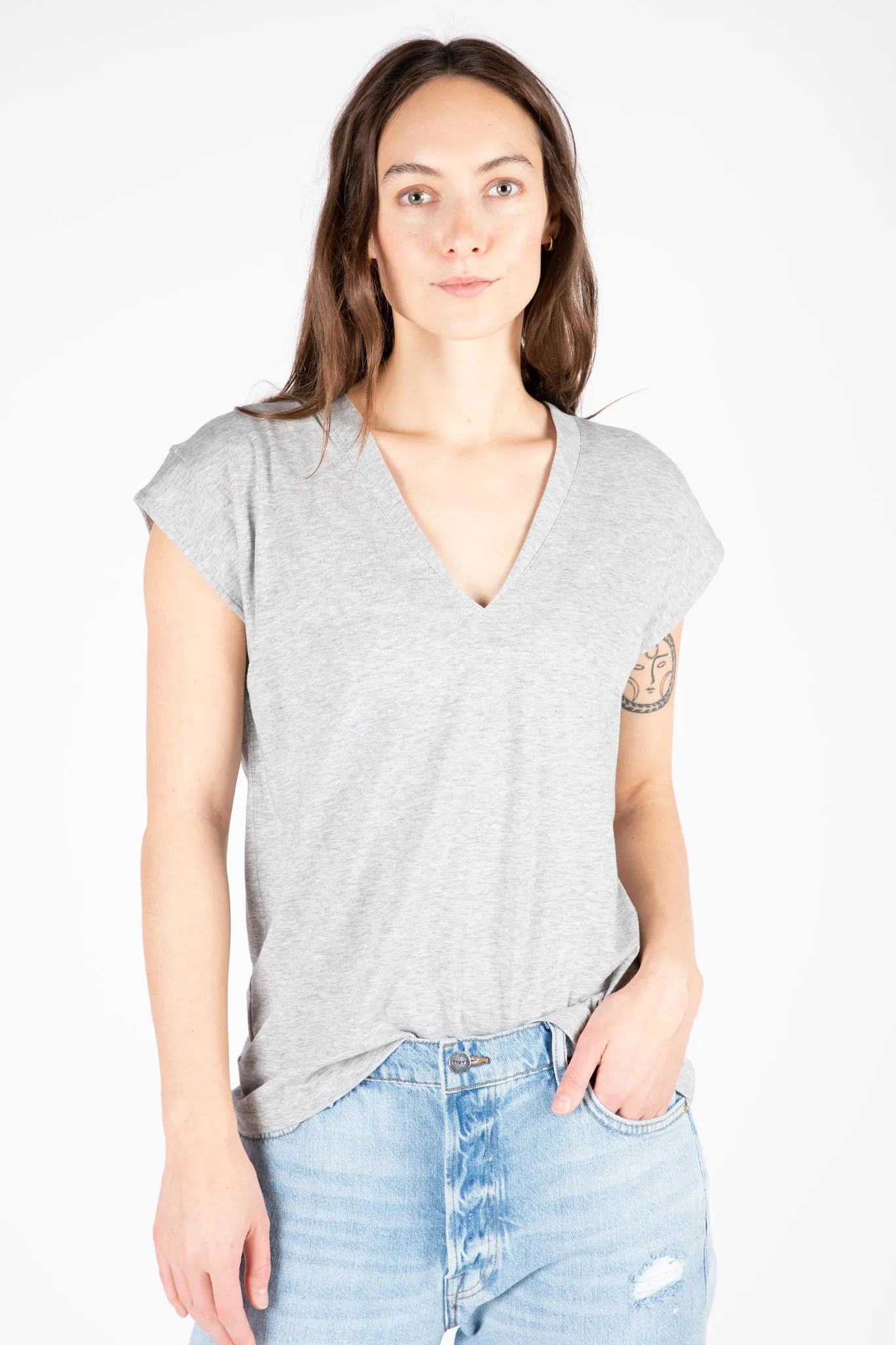 Le Mid Rise V Neck Tee sold by Hills Dry Goods