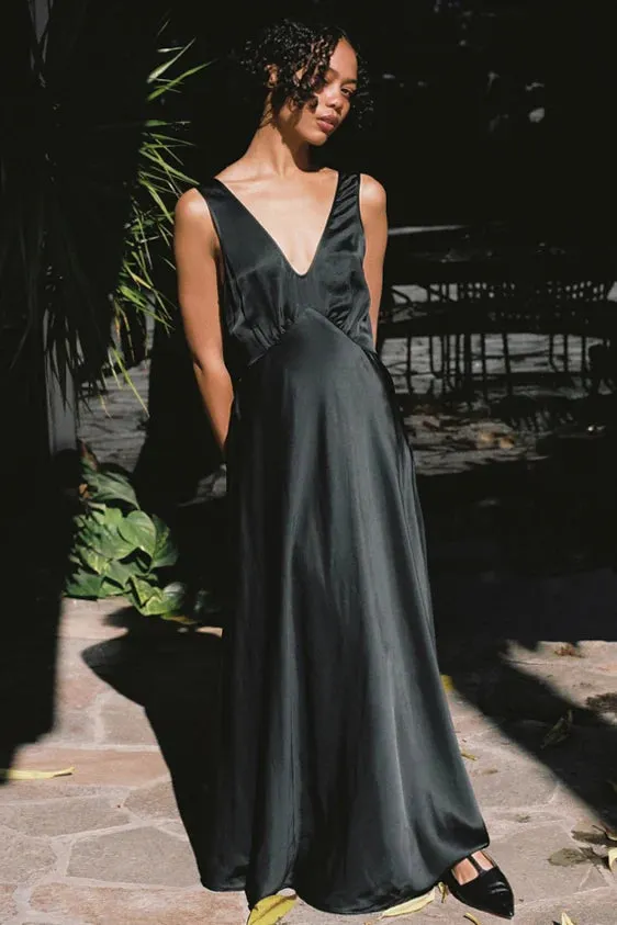 Reine Black Satin Maxi Dress sold by Hills Dry Goods product image thumbnail 2