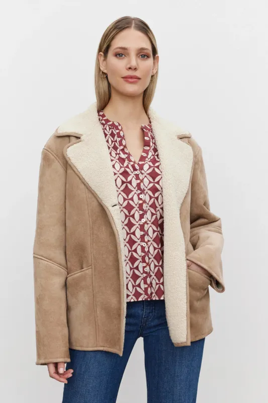 Molly Lux Sherpa Collared Jacket sold by Hills Dry Goods