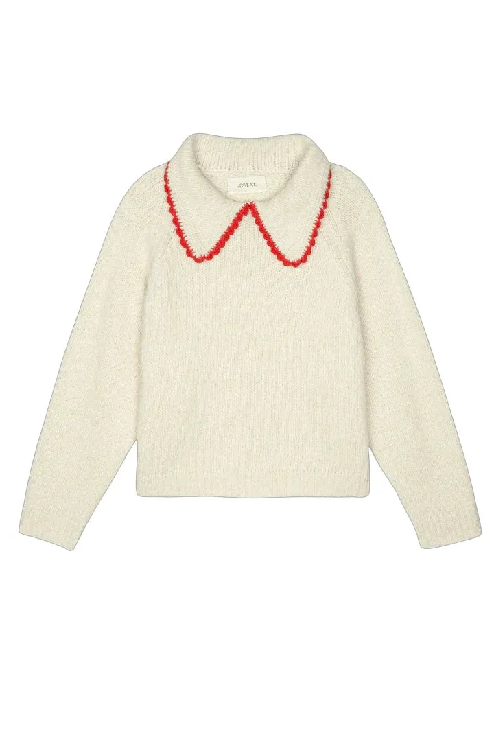 The Crochet Collar Pullover sold by Hills Dry Goods