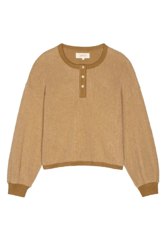 The Fleece Henley Sweatshirt made by THE GREAT.