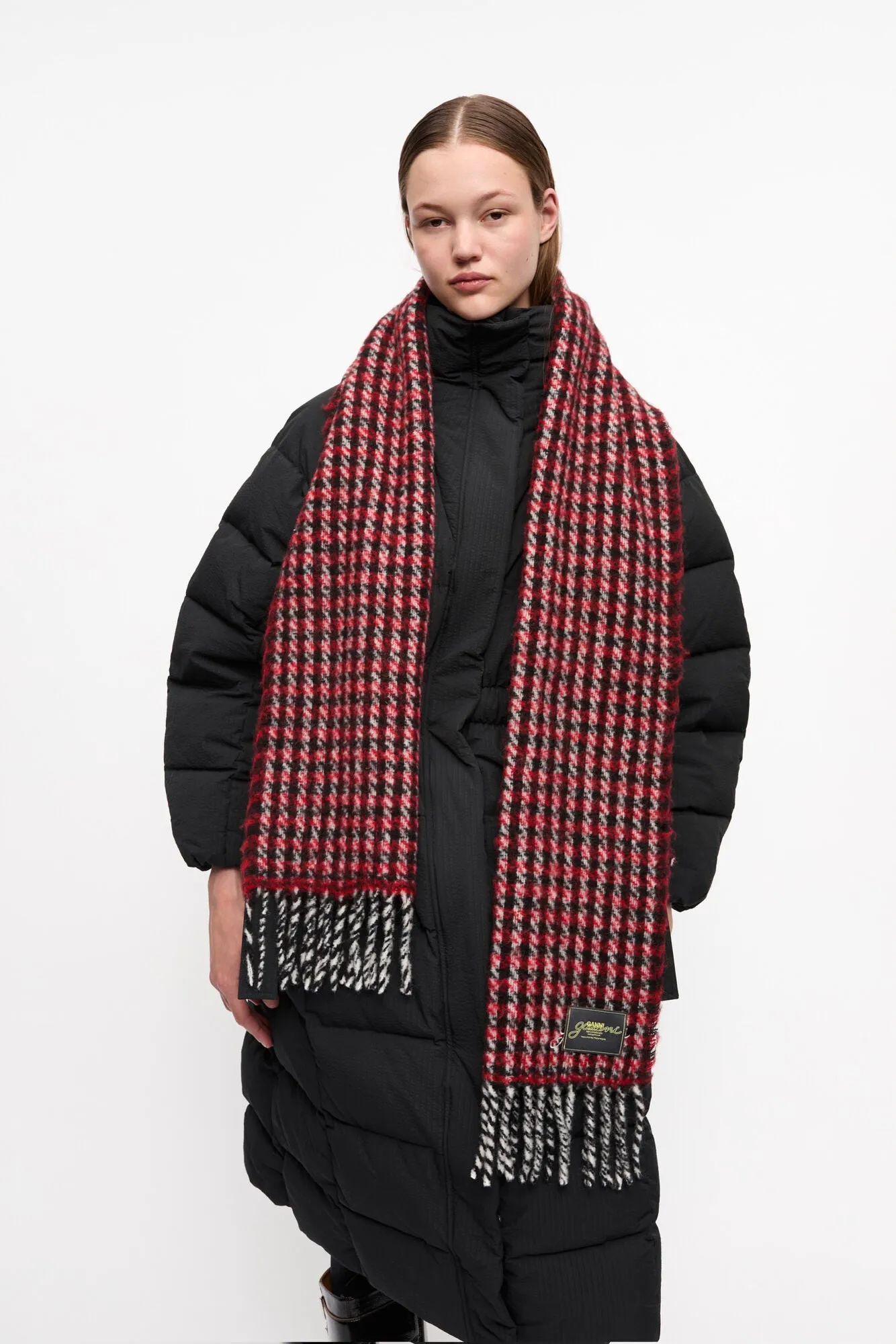 Red Check Fringed Scarf sold by Hills Dry Goods product image thumbnail 2
