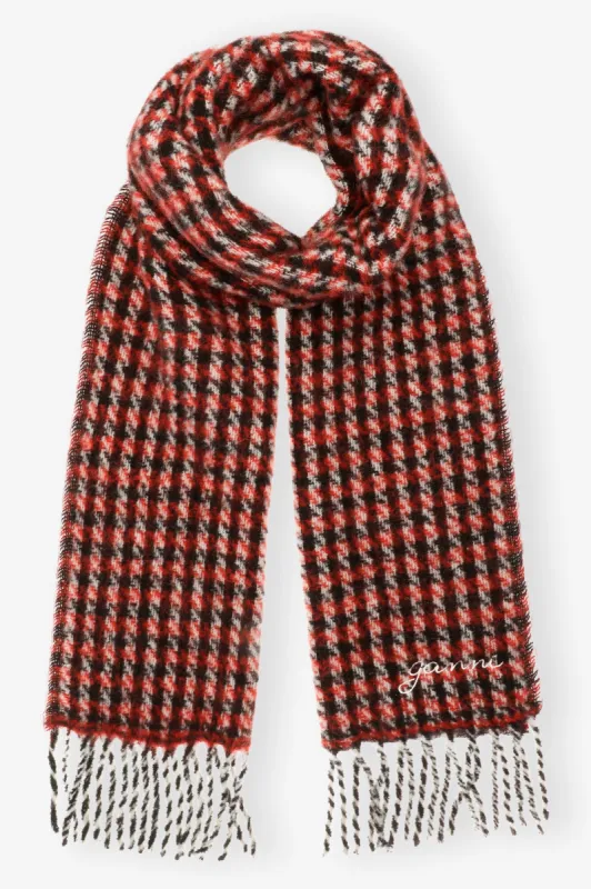 Red Check Fringed Scarf sold by Hills Dry Goods