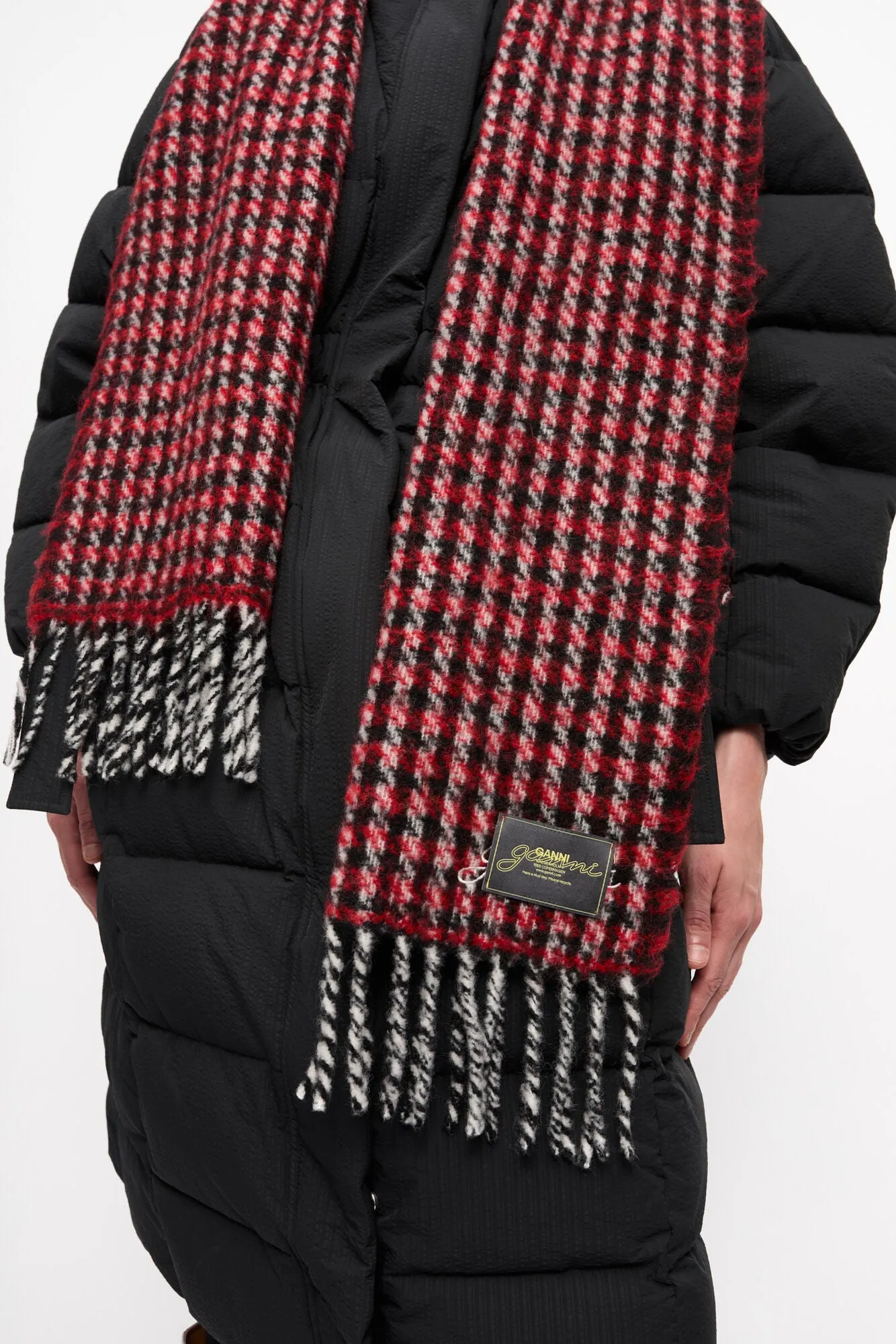 Red Check Fringed Scarf sold by Hills Dry Goods product image thumbnail 3