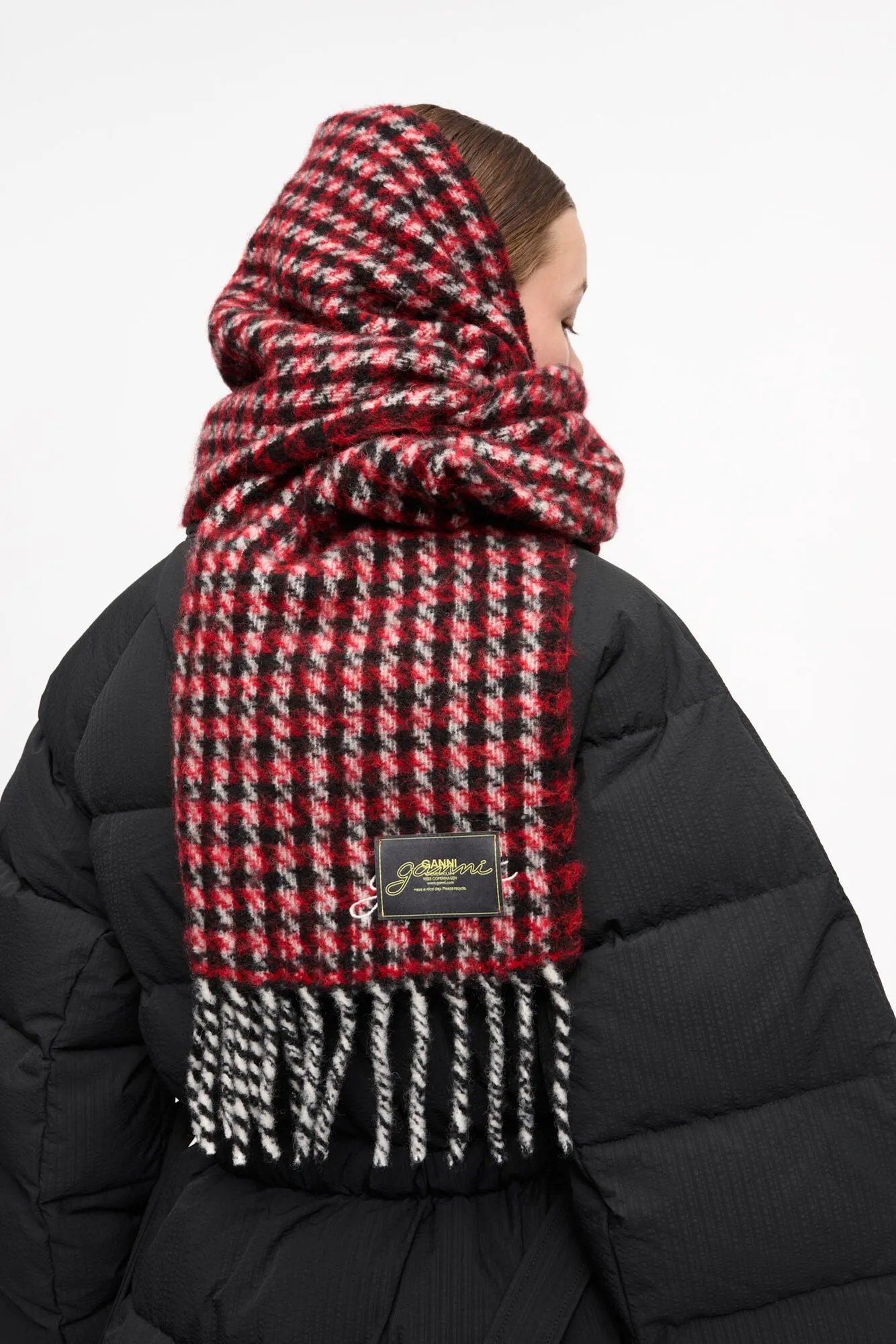 Red Check Fringed Scarf sold by Hills Dry Goods product image thumbnail 4
