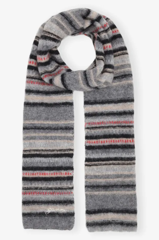 Grey Striped Soft Wool Scarf sold by Hills Dry Goods