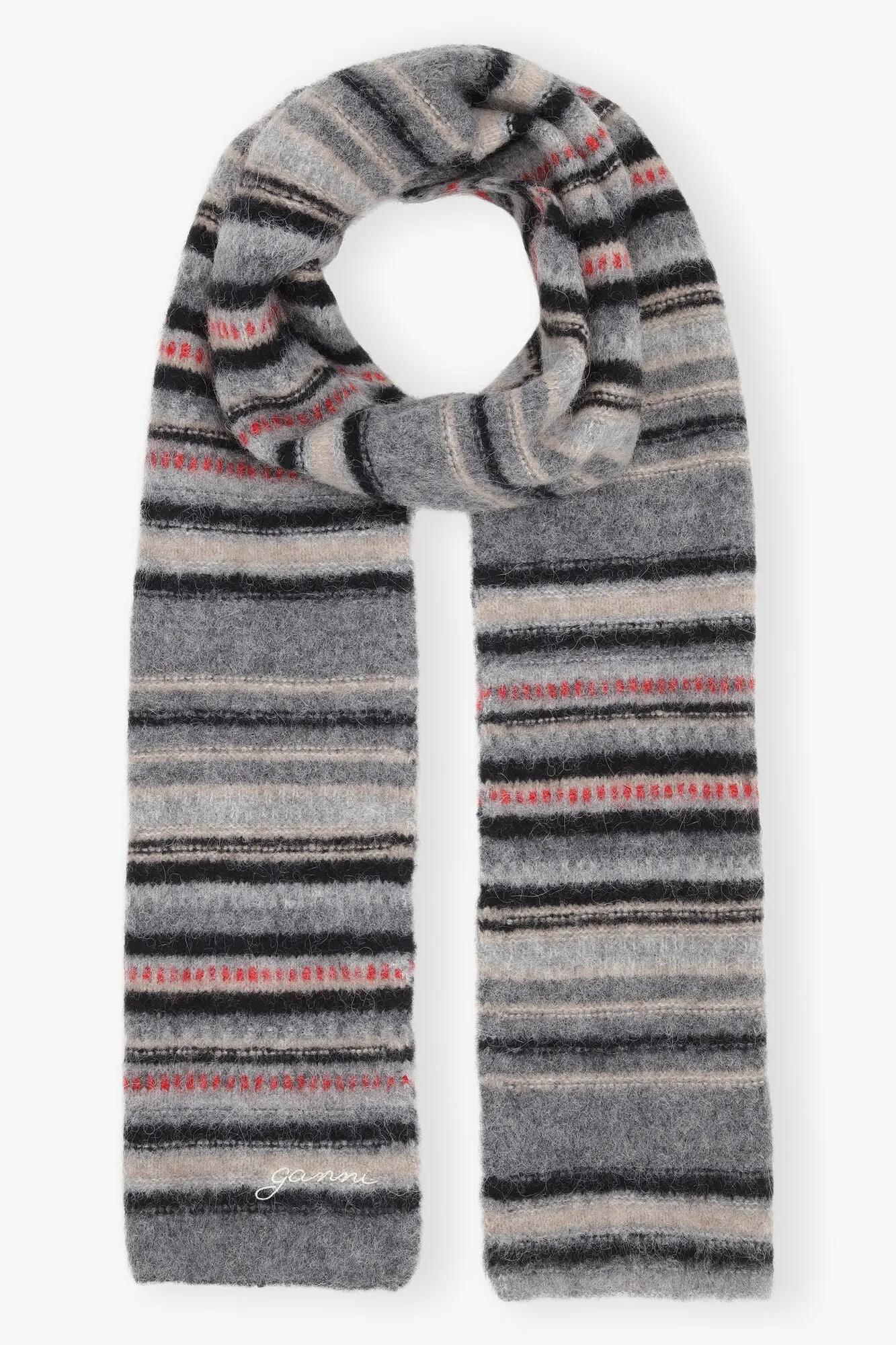 Grey Striped Soft Wool Scarf sold by Hills Dry Goods