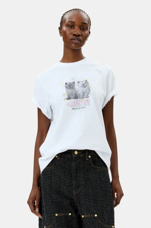 White Basic Jersey Kittens Relaxed T-shirt sold by Hills Dry Goods